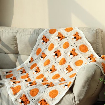 針織DIY五股親膚棉毛線虎虎生威沙發毯子手工編織材料包鉤新手