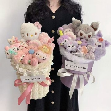 【台灣出貨】三麗歐花束 可愛娃娃花束 玩偶花束 庫洛米 大耳狗 kitty花束 情人節七夕禮物 送女友閨蜜媽媽 畢業禮物