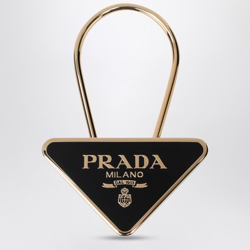 Black/gold enamelled metal key ring