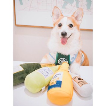 貪杯的狗狗噸噸噸飲酒醉酒瓶寵物狗狗玩具發聲搞怪原單柯基狗玩偶