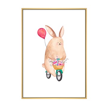 騎單車的小兔子 PS環保樹脂框+油畫布+松木內框  50 x 70cm  木色