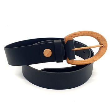 Wood Belt Serengeti Clever 403 - 櫸木黑色絨面皮革皮帶