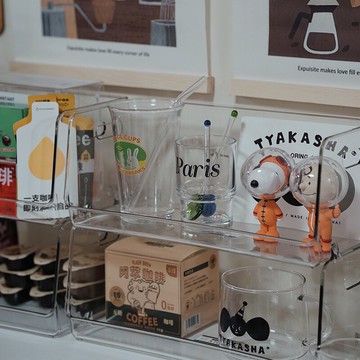 桌面收納盒餐桌茶水間疊加置物架透明亞克力ins風宿舍化妝品整理
