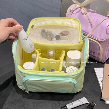 免運🔮少女心蝴蝶結化妝包外出便攜手提包大容量化妝品收納防水洗漱包防水收納包 洗漱包 大容量化妝包 化妝袋 分層化妝包