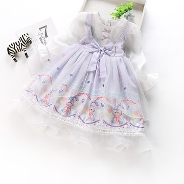 連衣裙女童2022春季新款星黛露洋氣蝴蝶結長袖洛麗塔裙兒童公主裙