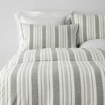 (組)艾禮思色織純棉床被四件組雙人 條紋綠