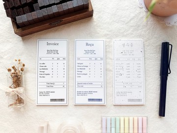 韓國、法國與英文風格收據便條紙