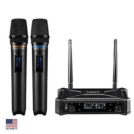 ARISEN Wireless Microphone System, Professional Karaoke Microphone UHF Dual Channel Handheld Microphone, 200ft Range Receiver and Handheld Mic Set,