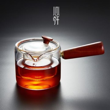 日式手工耐熱玻璃茶壺側把煮茶壺泡茶壺花茶壺耐高溫泡茶器茶具