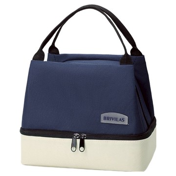 BRIVILAS 多巴胺色系雙層加厚保溫保冷大容量手提便當包  1個  20 x 14 x 20cm  藏青色