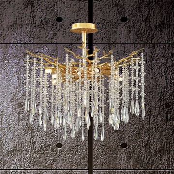 現代奢華水晶珠半吸頂燈 F85-09-K0202