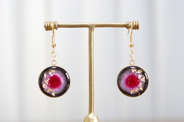 樹脂藝術 圓形耳環・百鬼夜行