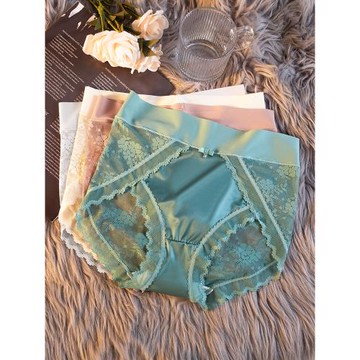 蕾絲內褲女2024新款提臀緞面透氣花邊性感無痕女士純棉大碼小仙女