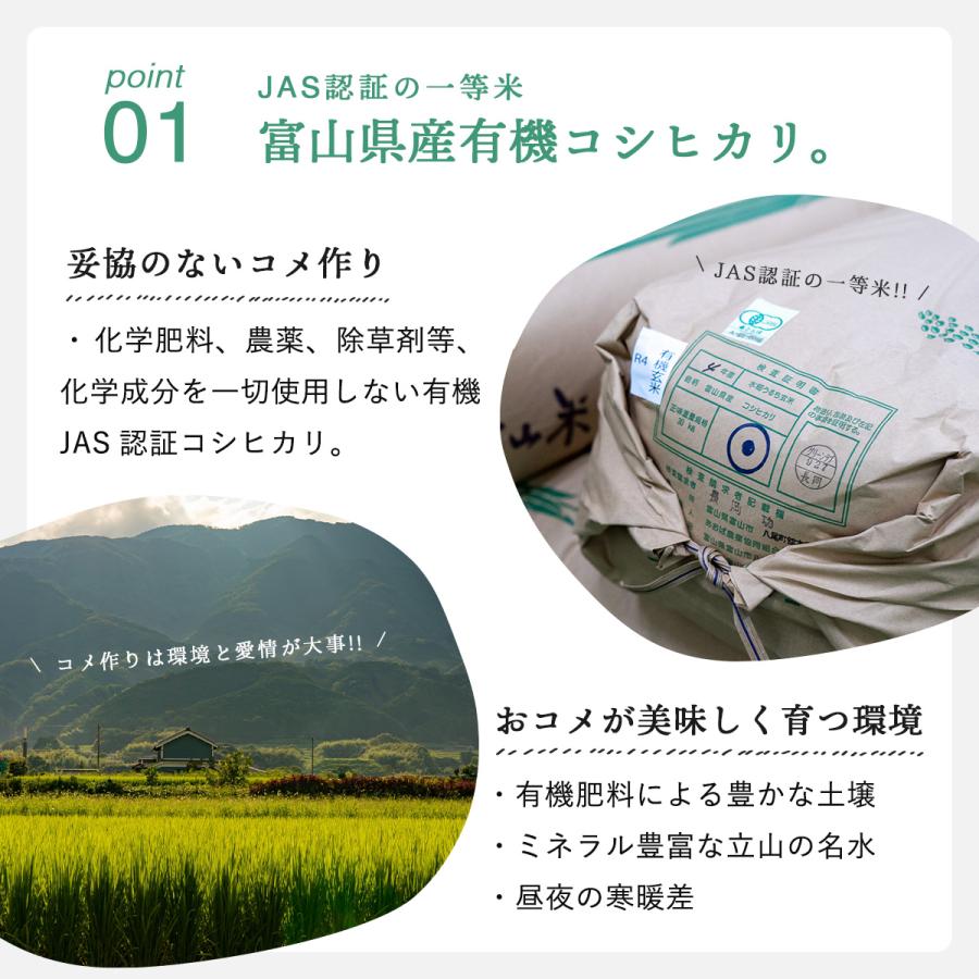 新米 玄米 無農薬 2kg 2キロ コシヒカリ 富山 農薬不使用 有機栽培 jas 真空パック 長期保存