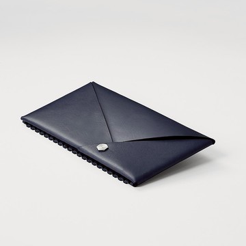 巧摺長夾 藍色_植鞣皮革卡片夾/零錢包【完成品】