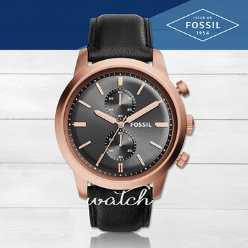 【FOSSIL】品味優雅紳士_雙眼計時皮革_男錶(FS5097)