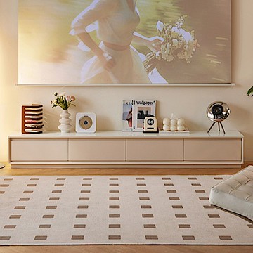 林氏木業純白奶油風實木玻璃2.15M電視櫃 LH094 (H014372336)