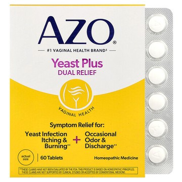 AZO, Yeast Plus，雙重緩解，60 片