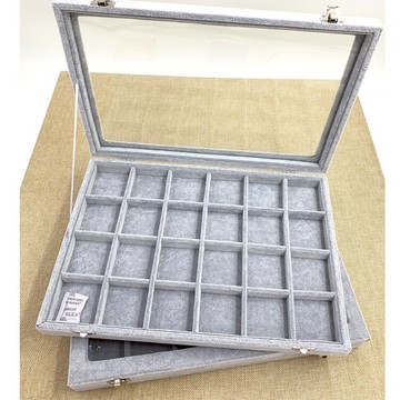 冰花絨布首飾盒首飾展示盤戒指吊墜手鐲珠寶飾品收納盒帶蓋珠寶箱