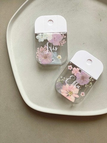 【DIY押花噴霧瓶－粉色款】自訂名字 客製化 消毒瓶 防疫用品
