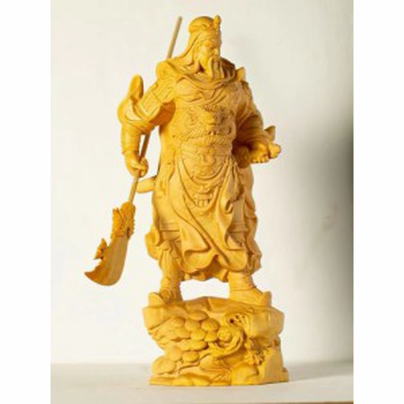 木彫 置物 三国志関公聖君 関羽立像 青龍偃月刀 武財神 彫刻 柘植材 木彫 置物 三国志関公聖君 関羽立像 青龍偃月刀 武財神 彫刻 柘植材