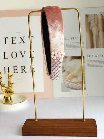 粉色雙邊尾部花朵髮箍