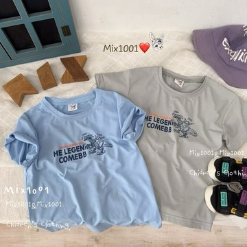 🌈✨mix1001涼感💦機械恐龍印圖涼感上衣✨兒童冰涼洞洞上衣 5-17