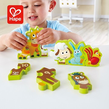 德國Hape 數字與農場動物立體拼圖