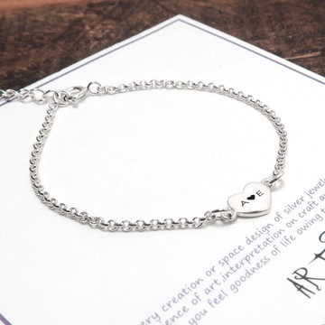 ART64 純銀 赤誠之心 雙圈款 925純銀手鍊【雙面刻字】客製化 訂製 女生手鍊