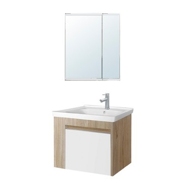 【洗樂適衛浴】60cm不鏽鋼浴櫃組+日式雙面鏡櫃套組