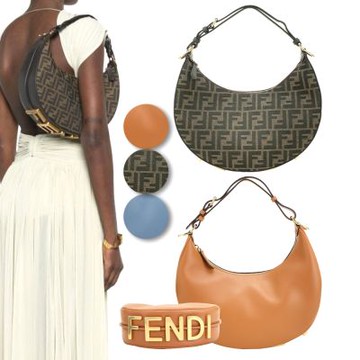 FENDI 芬迪 Fendigraphy 小款 立體金屬字母皮革肩背包-多款可選