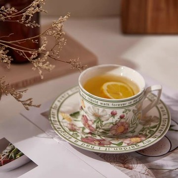 復古風向陽花開陶瓷咖啡杯碟套裝高顏值馬克杯閨蜜水杯伴手禮禮物
