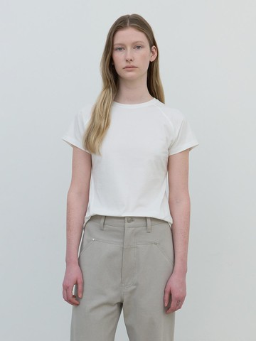 Organic Cotton Silket Slim Fit Curved Short Sleeve T-shirt [WHITE]