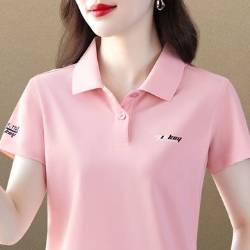 翻领短袖t恤女夏季2026新款polo衫带领t恤显瘦女上衣夏季短袖百搭时尚洋气款 短袖polo衫女 夏季短袖