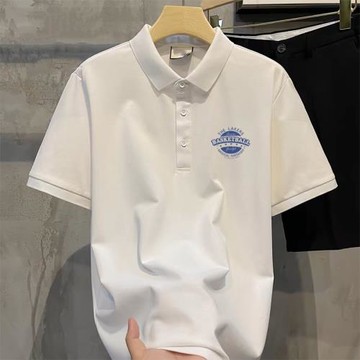 棒球polo衫男士短袖t恤2024夏季新款美式潮流ins百搭翻領籃球半袖
