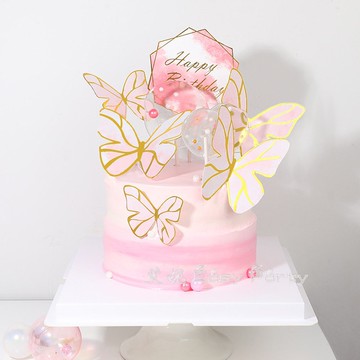 蝴蝶 生日插牌 台灣現貨🎂F133艾妮 生日派對 蛋糕插旗 西點裝飾 生日派對 烘焙小物 慶生 周歲 蛋糕擺件 蝴蝶插牌