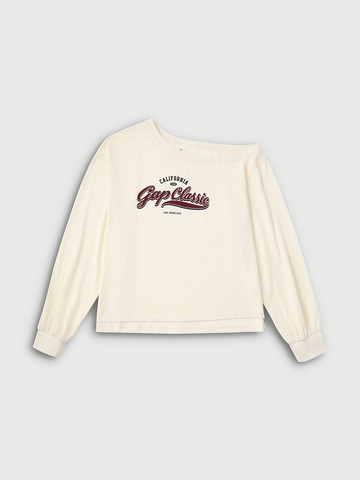 女裝 Logo印花圓領長袖上衣-米色