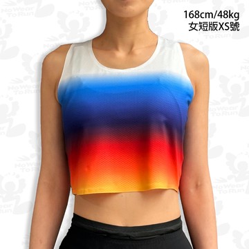 "女生短版" 彩虹  F3磚眼透氣短版背心 全貼合無針線 輕量快乾 四面彈科技布