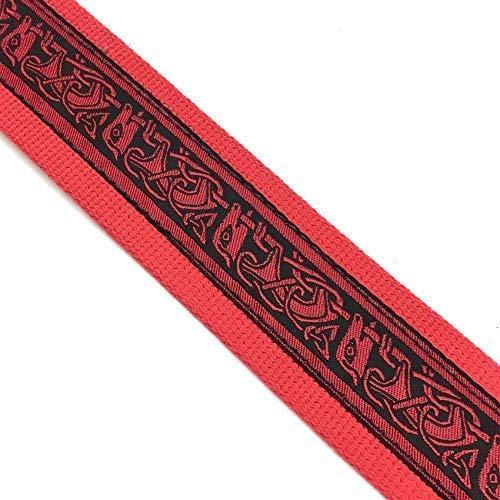 1to1 Music Vtar Guitar Strap Red Celtic Hemp Strap Handmade with Vegan Le