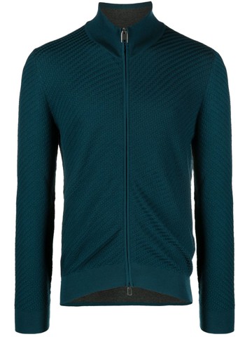 Brioni - basket-weave knit cardigan - men - Cashmere/Wool - 52 - Blue