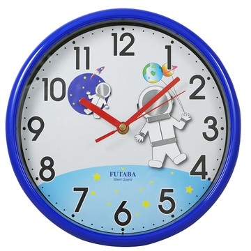 FUTABA 營鐘 太空小掛鐘 精準走時 掃秒機芯  藍色 + 白色  太空 藍色 + 白色