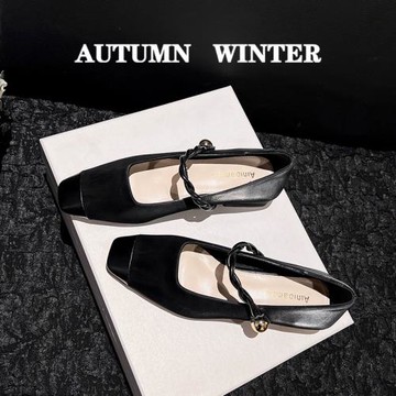 法式復古瑪麗珍女鞋2024新款春秋黑色鞋子低跟平底淺口晚晚單鞋女