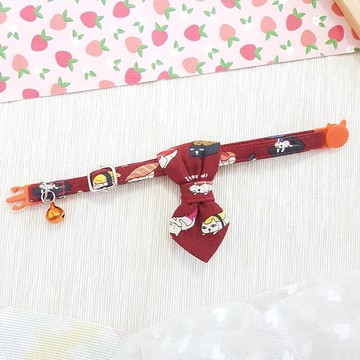 安全項圈貓項圈狗貓領帶貓餡壽司紋暗紅