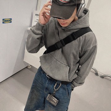 【AMERO】男女款 長袖刷毛連帽T恤 素面 短版 水洗 情侶裝