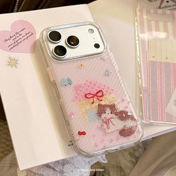 少女心iphone17pro 蘋果16手機殼15適用13粉色卡通貓咪14閃粉軟17