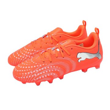 Puma 足球鞋 Future 9 Play FG/AG JR 大童 女鞋 橘 灰 人造草坪 支撐 抓地 軟釘 108723-01