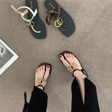 設計感小眾平底涼鞋女款夏季新款女鞋法式羅馬鞋英倫風裙子涼拖鞋