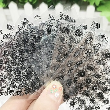 特惠 兒童彩色30張不衕花型黑白指甲貼片美甲用品3D立體小清新裸片貼紙