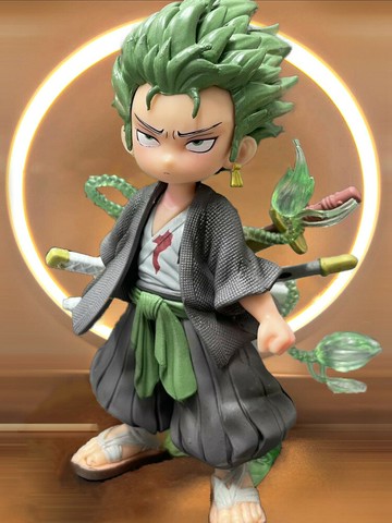 新品優惠！！！海賊王Q版索隆手辦小萌版PVC電競機箱桌面模型擺件男孩高檔禮物盒