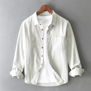 【米蘭精品】現貨+預購 男襯衫長袖上衣男商務休閒襯衫上衣-復古文藝條紋男裝3色74kz59